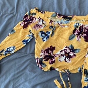 Floral long sleeve crop top